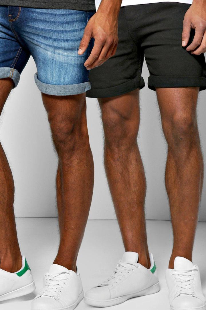 Boohoo 2 Pack Skinny Fit Denim Shorts In Short Length Multi