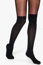 Boohoo Orla Ribbed Over The Knee Suspender Tight Black