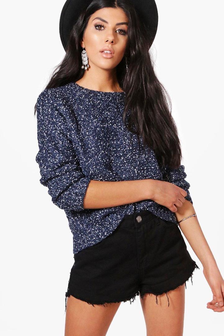 Boohoo Elizabeth Marl Knit Jumper Blue