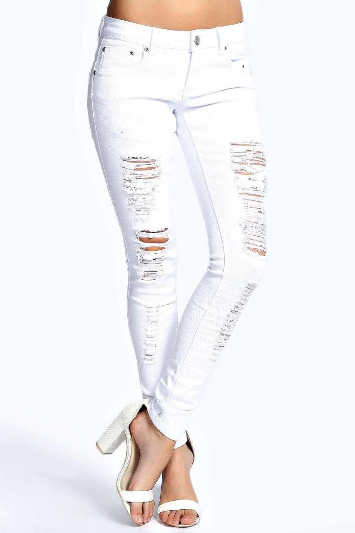 Boohoo Carly White Ripped Jeans White