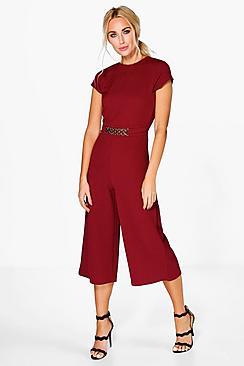 Boohoo Zoe Capped Sleeve Chain Detail Jumpsuit