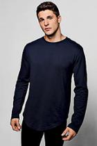 Boohoo Long Sleeve Longline Scoop Hem T-shirt