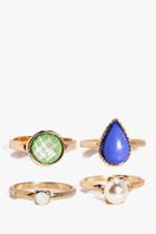 Boohoo Phoebe Pearl And Stone Ring Pack Gold