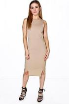 Boohoo Petite Paula Split Hem Cut Out Back Bodycon