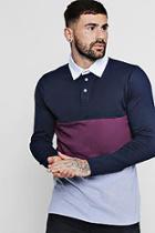 Boohoo Long Sleeve Block Rugby Polo