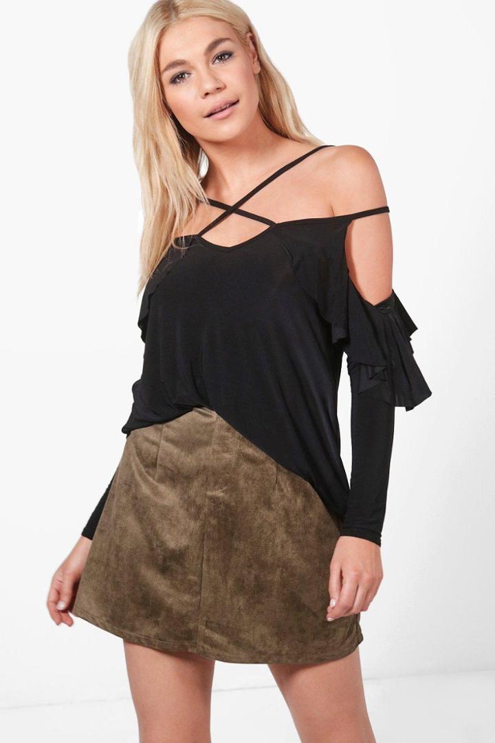 Boohoo Charlotte Slinky Strappy Top Black
