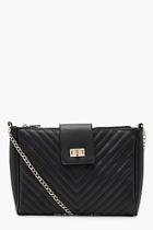 Boohoo Lucy Chevron Quilt & Lock Clutch With Chain