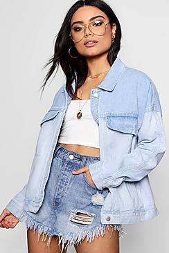 Boohoo Ombre Bleached Oversize Denim Jacket