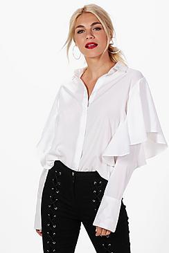 Boohoo Ria Woven Ruffle Shirt
