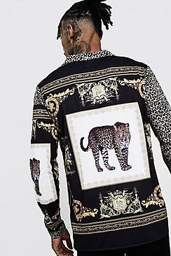 Boohoo Animal Placement Long Sleeve Shirt