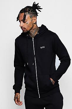 Boohoo Original Man Print Zip Through Hoodie