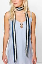 Boohoo Rosie Blurred Stripe Skinny Satin Scarf Multi