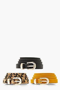 Boohoo 3 Pack Skinny Leopard Belt