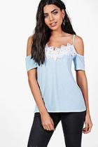 Boohoo Skye Applique Trim Cold Shoulder Top