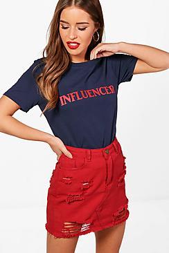 Boohoo Petite Hannah Influencer Slogan Tee