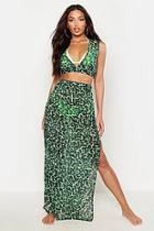 Boohoo Animal Plunge Top & Skirt Beach Co-ord