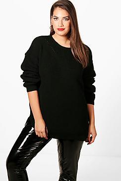 Boohoo Plus Molly Side Split Knitted Jumper