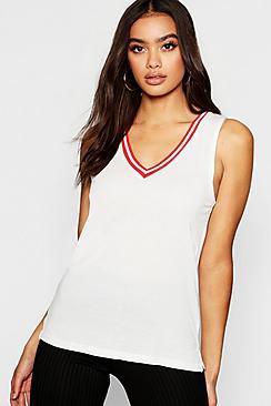 Boohoo V Neck Ringer Vest