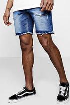 Boohoo Slim Fit Denim Shorts With Jersey Waistband