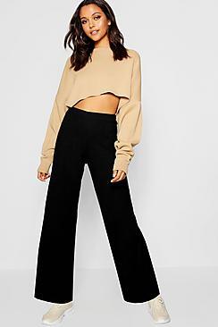 Boohoo Rib Knit Wide Leg Trouser
