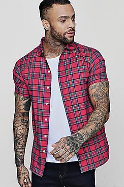 Boohoo Pink Short Sleeve Check Shirt