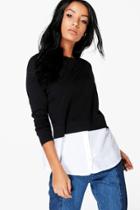 Boohoo Iona Shirt Hem Sweatshirt Black