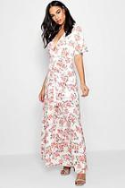 Boohoo Boutqiue Rudy Floral Kimnon Sleeve Maxi Dress