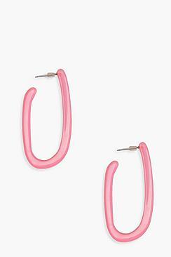 Boohoo Neon Resin Oval Hoop