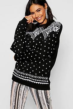 Boohoo Christmas Fairisle Print Sweat Jumper