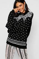 Boohoo Christmas Fairisle Print Sweat Jumper