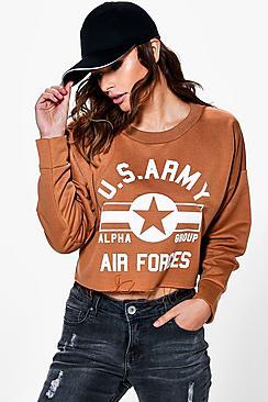 Boohoo Cara Slogan Oversized Raw Edge Sweat