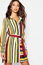 Boohoo Tonal Stripe Mix + Match Shirt Dress
