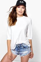 Boohoo Niamh Textured Fabric Premium T-shirt Cream