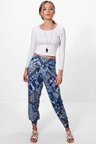 Boohoo Samira Tonal Blue Patchwork Hareem Trousers