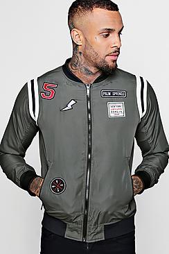 Boohoo Badge Detail Bomber Jacket