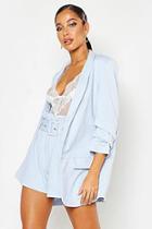 Boohoo Woven Tailored Ruched Sleeve Blazer
