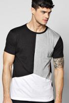 Boohoo Long Line Step Hem Nepp Splice T-shirt Black
