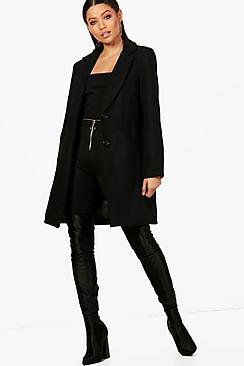 Boohoo Laura Button Wool Look Coat