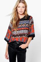 Boohoo Lydia Boutique Embellished Wide Sleeve Top Multi
