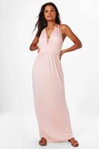 Boohoo Annabel Halterneck Maxi Dress Blush