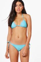 Boohoo Egypt Triangle Bikini Set Blue