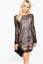Boohoo Petite Jessica Scoop Back Embellished Dress Black