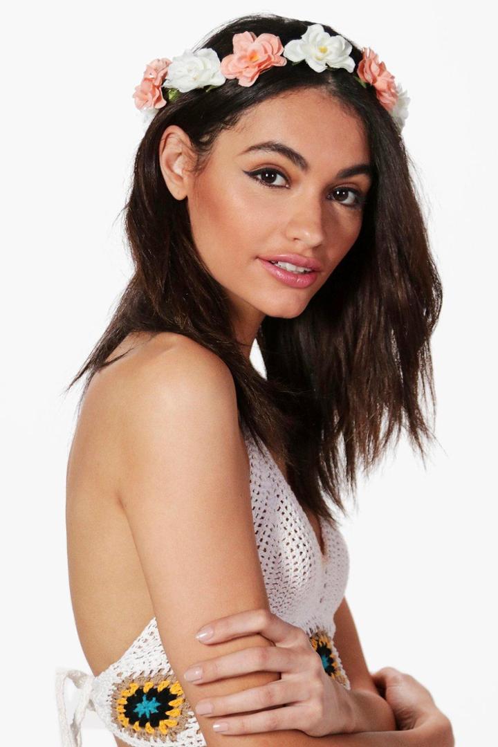 Boohoo Harriet Floral Hair Crown Blush