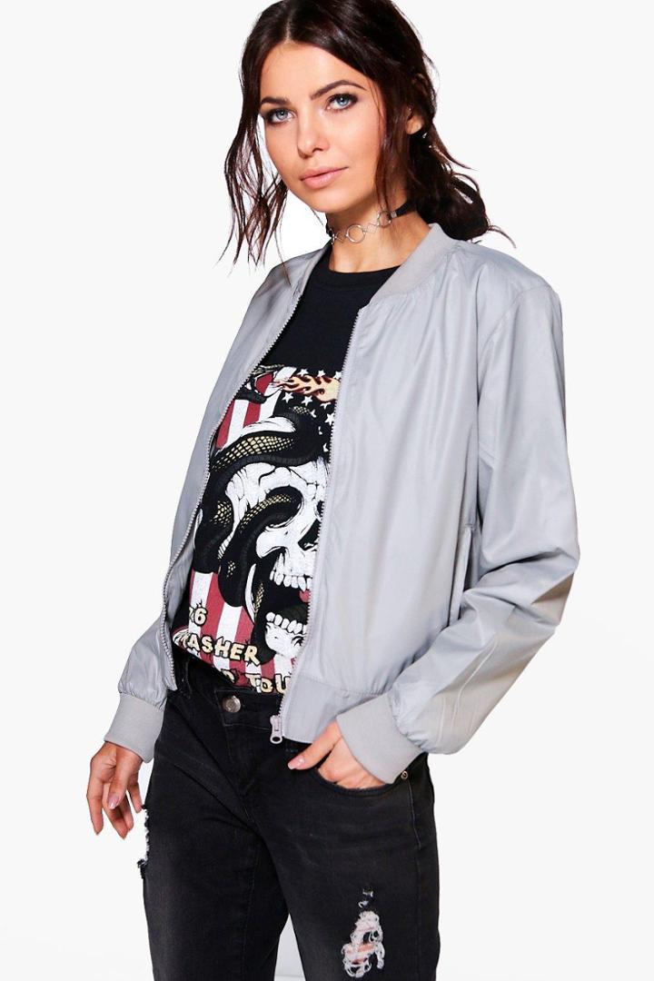 Boohoo Maria Bomber Jacket Grey