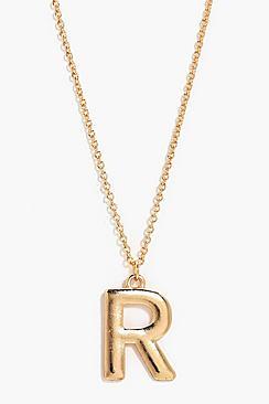 Boohoo Gold R Initial Charm Necklace