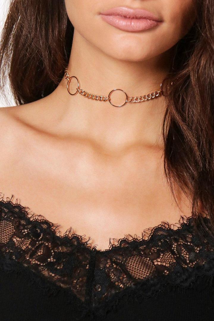 Boohoo Lottie Curb Chain Circle Link Choker Gold