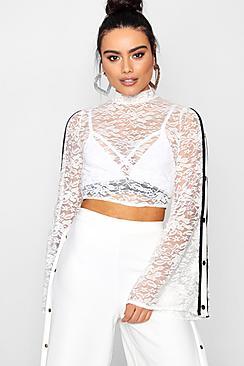 Boohoo Bella Lace Sports Stripe Top
