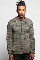 Boohoo Space Knit Bomber With Distressing