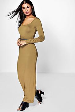 Boohoo Long Sleeve Maxi Dress