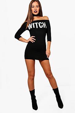 Boohoo Petite Jess 'witch' Choker Halloween Bodycon Dress